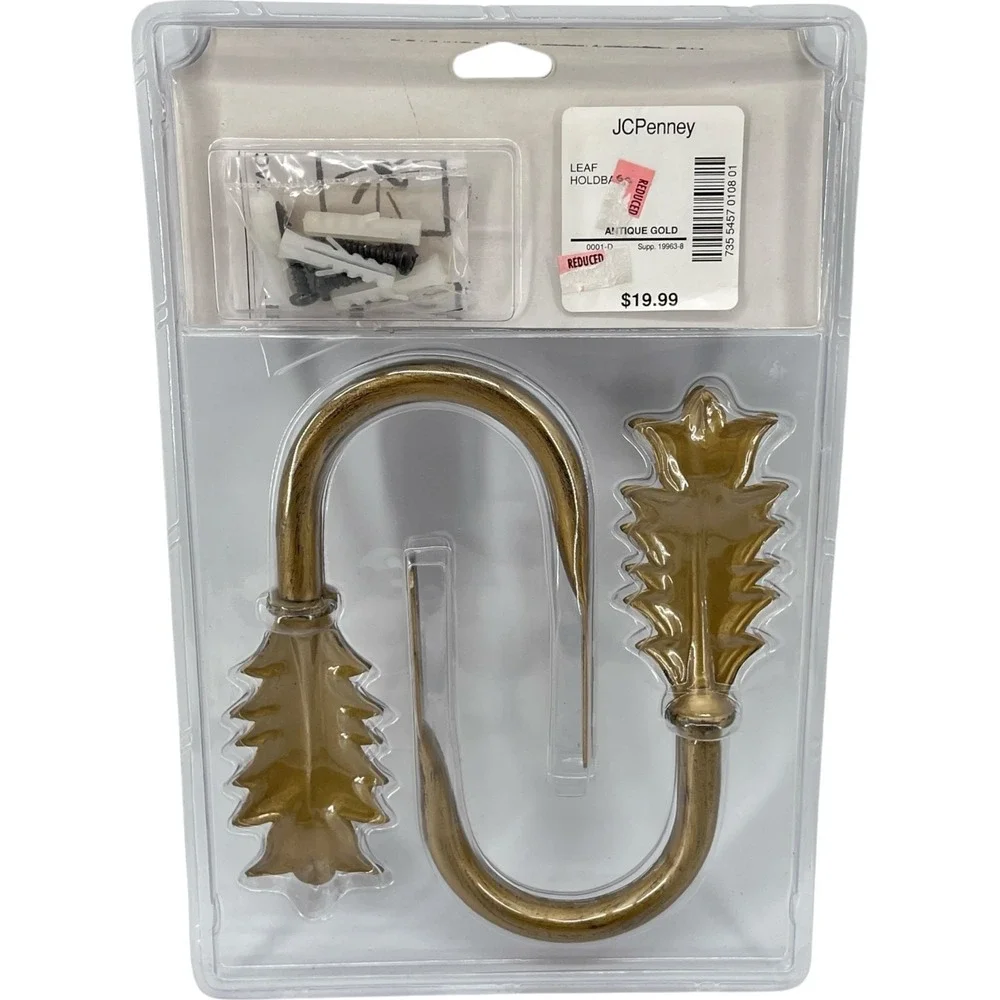JCPenney Home Collection Scarf Holders Holdbacks Leaf Design Antique Gold